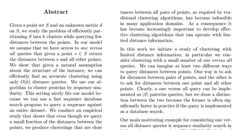 Efficient Clustering with Limited Distance Information