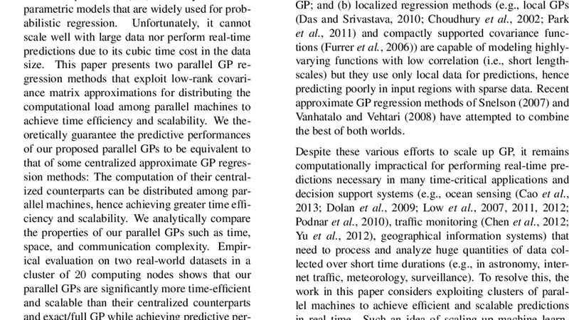 Parallel Gaussian Process Regression with Low-Rank Covariance Matrix   Approximations