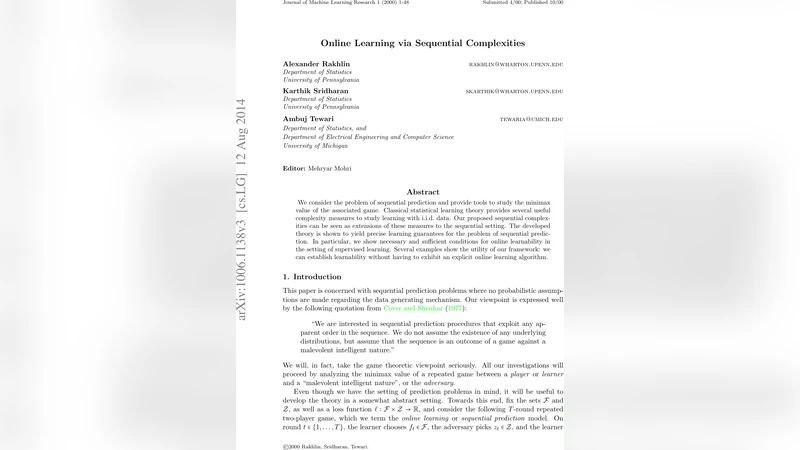 Online Learning via Sequential Complexities