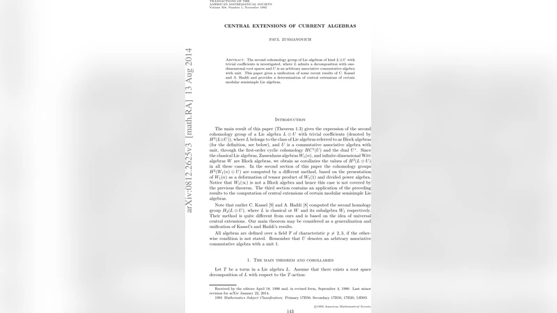 Central extensions of current algebras