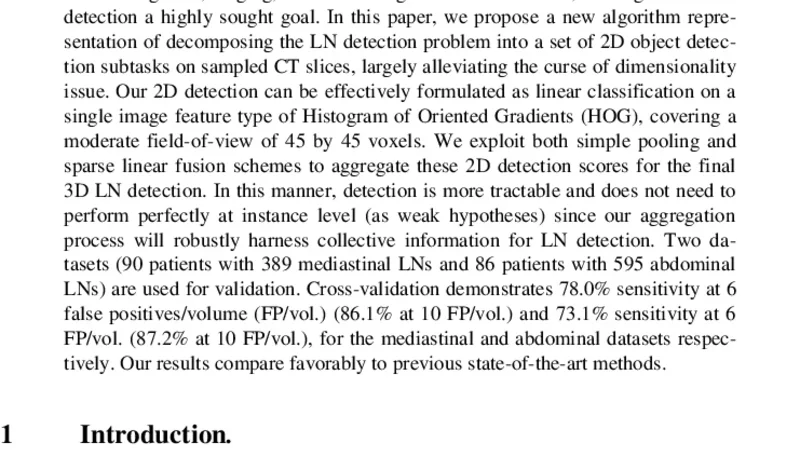 2D View Aggregation for Lymph Node Detection Using a Shallow Hierarchy   of Linear Classifiers