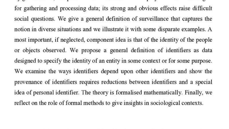 Formalising Surveillance and Identity