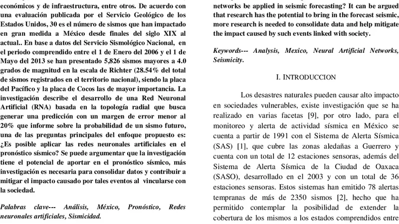 Can Artificial Neural Networks be Applied in Seismic Predicition?   Preliminary Analysis Applying Radial Topology. Case: Mexico