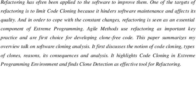 Software Cloning in Extreme Programming Environment
