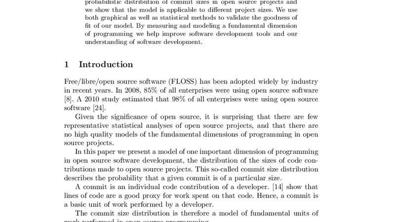 A Model of the Commit Size Distribution of Open Source