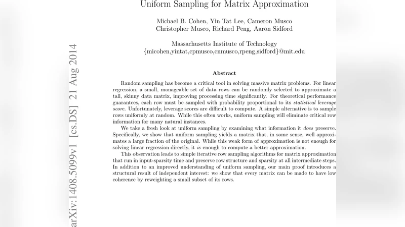 Uniform Sampling for Matrix Approximation