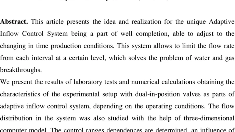 Adaptive Inflow Control System