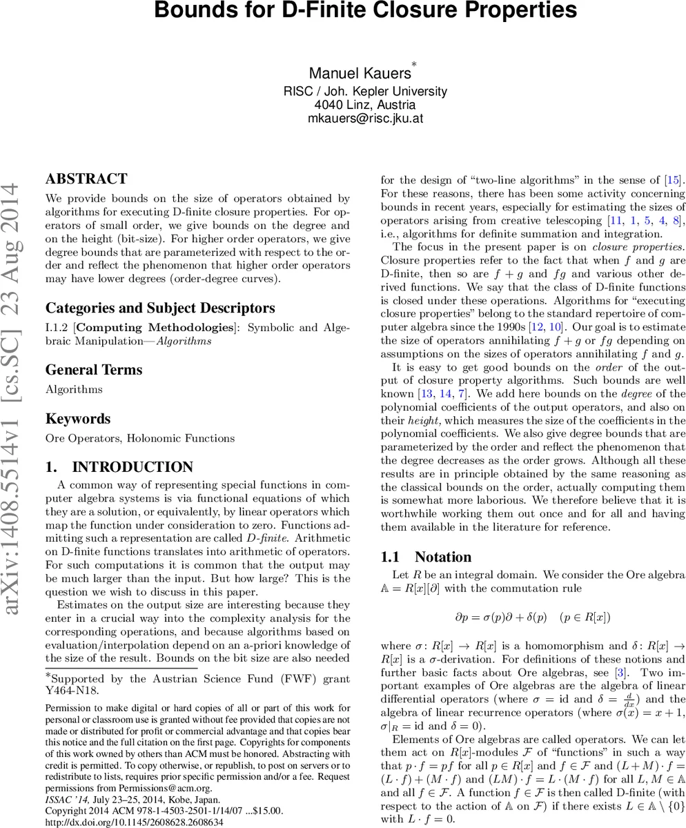 Bounds for D-finite closure properties