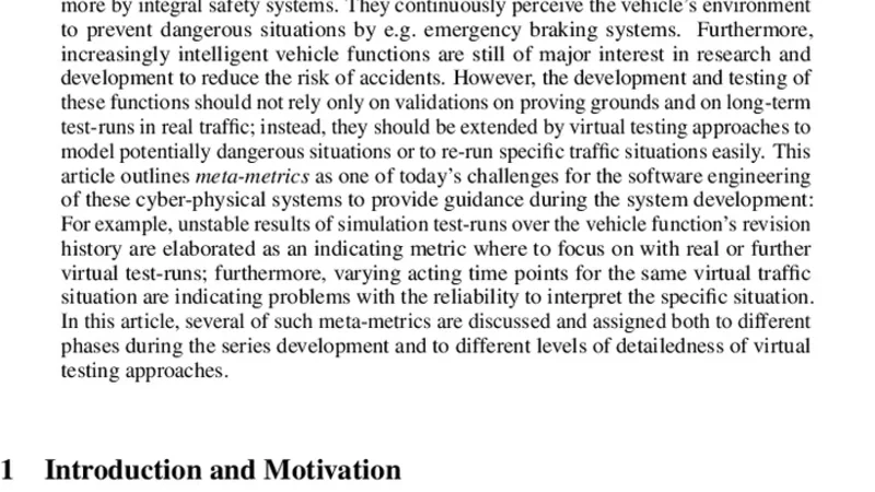 Meta-Metrics for Simulations in Software Engineering on the Example of   Integral Safety Systems
