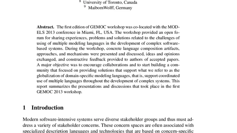 Report on the First Workshop On the Globalization of Modeling Languages