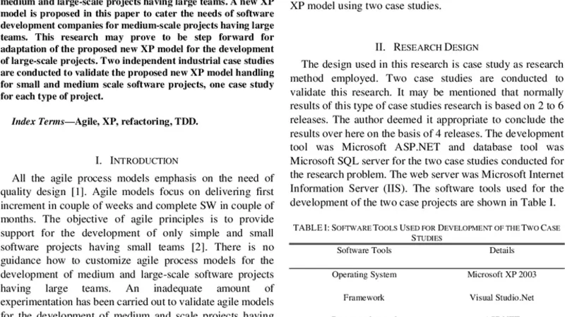 Estimation of the new agile XP process model for medium-scale projects   using industrial case studies