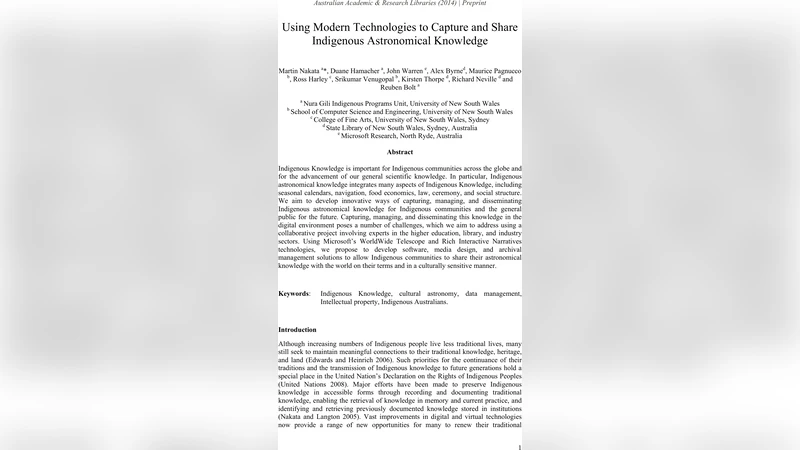 Using Modern Technologies to Capture and Share Indigenous Astronomical   Knowledge