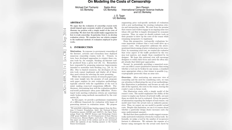 On Modeling the Costs of Censorship