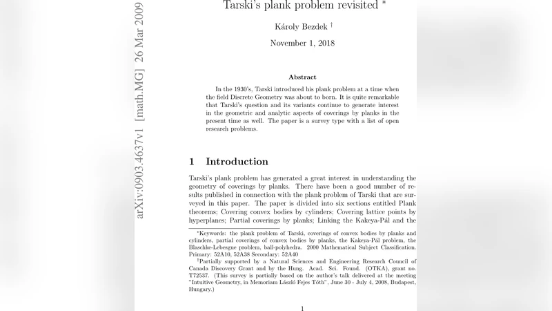 Tarskis plank problem revisited