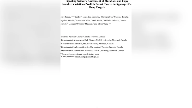 Signaling Network Assessment of Mutations and Copy Number Variations   Predicts Breast Cancer Subtype-specific Drug Targets