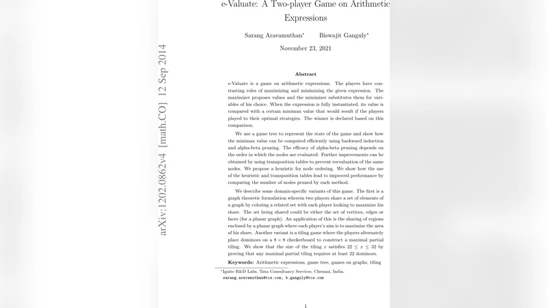 e-Valuate: A Two-player Game on Arithmetic Expressions -- An Update