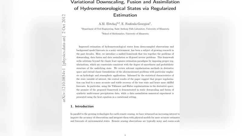 Variational Downscaling, Fusion and Assimilation of Hydrometeorological   States via Regularized Estimation