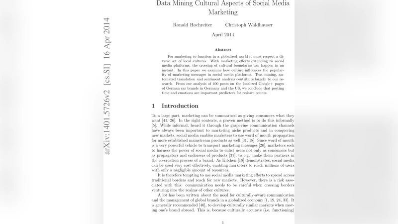 Data Mining Cultural Aspects of Social Media Marketing