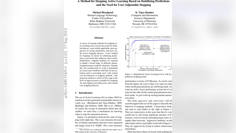 A Method for Stopping Active Learning Based on Stabilizing Predictions   and the Need for User-Adjustable Stopping