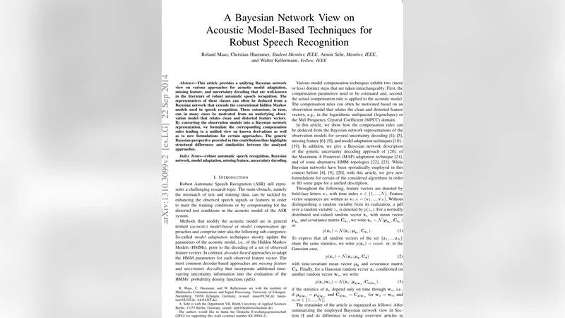A Bayesian Network View on Acoustic Model-Based Techniques for Robust   Speech Recognition