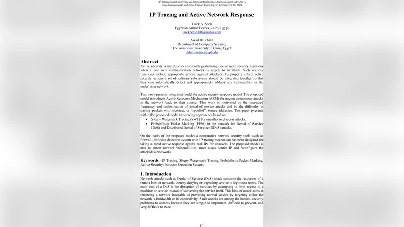 IP Tracing and Active Network Response