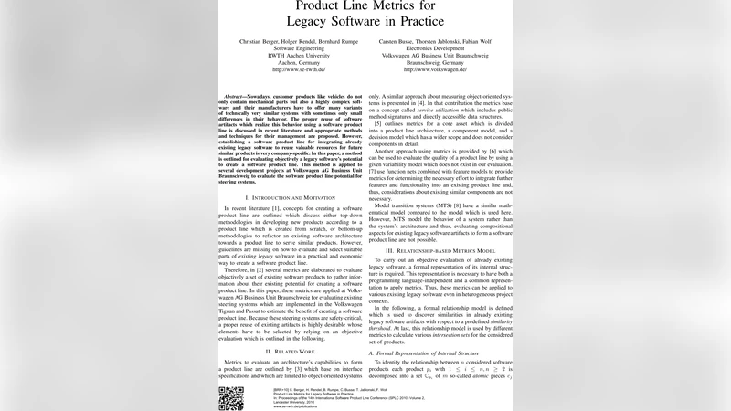 Product Line Metrics for Legacy Software in Practice