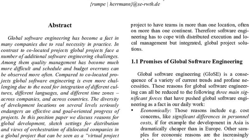 Orchestration of Global Software Engineering Projects