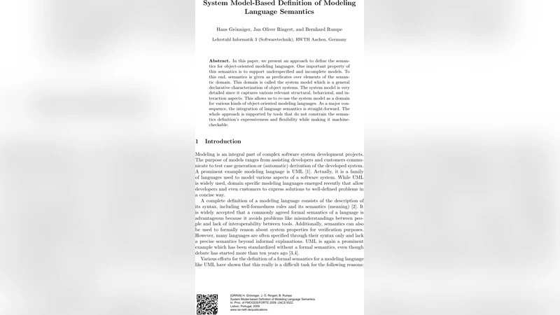 System Model-Based Definition of Modeling Language Semantics