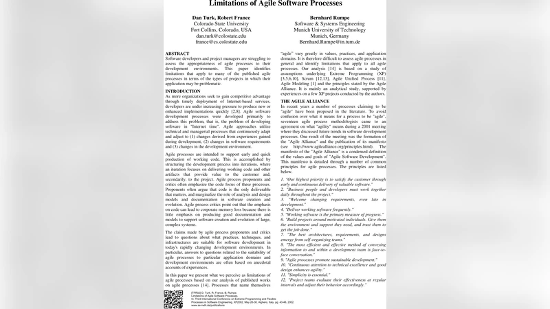 Limitations of Agile Software Processes