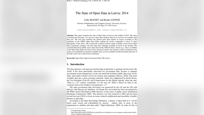 The State of Open Data in Latvia: 2014