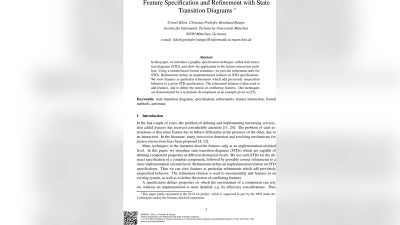Feature Specification and Refinement with State Transition Diagrams