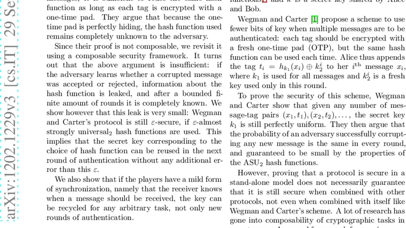 Key recycling in authentication