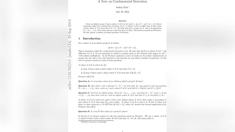 A Note on Combinatorial Derivation