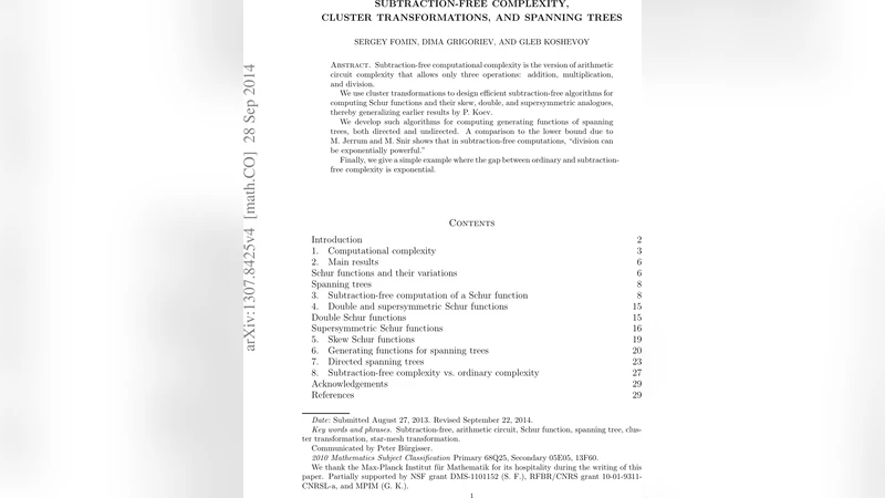 Subtraction-free complexity, cluster transformations, and spanning trees