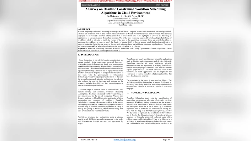 A Survey on Deadline Constrained Workflow Scheduling Algorithms in Cloud   Environment