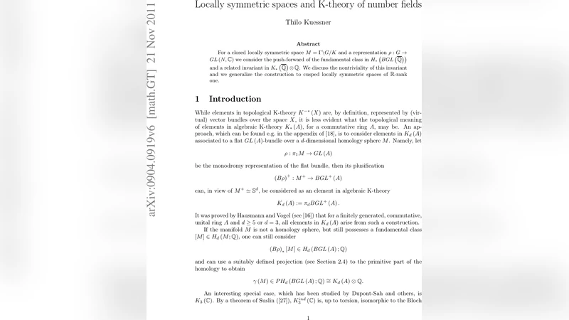 Locally symmetric spaces and K-theory of number fields