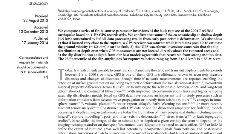 GPS source solution of the 2004 Parkfield earthquake
