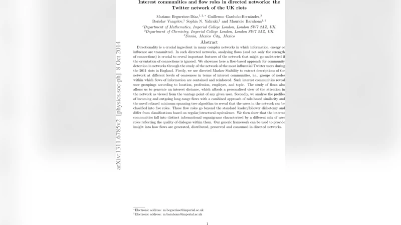 Interest communities and flow roles in directed networks: the Twitter   network of the UK riots