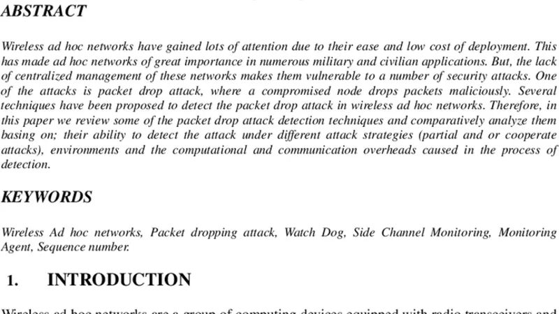 Packet Drop Attack Detection Techniques in Wireless Ad hoc Networks: A   Review