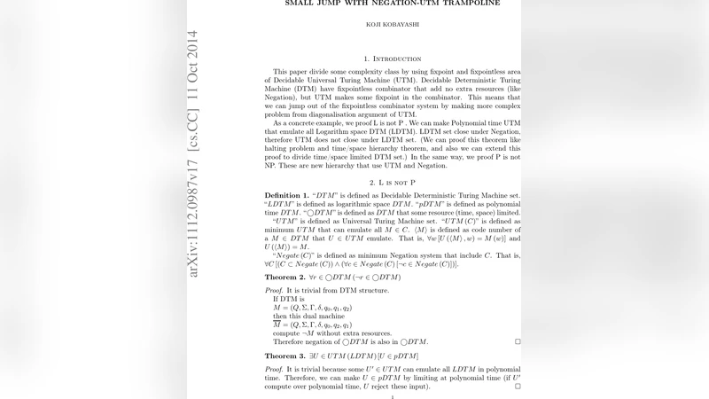Small Jump with Negation-UTM Trampoline
