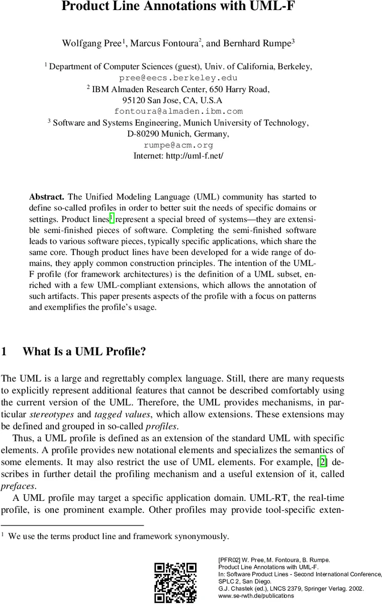 Product Line Annotations with UML-F
