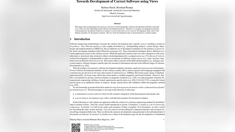 Towards Development of Correct Software using Views