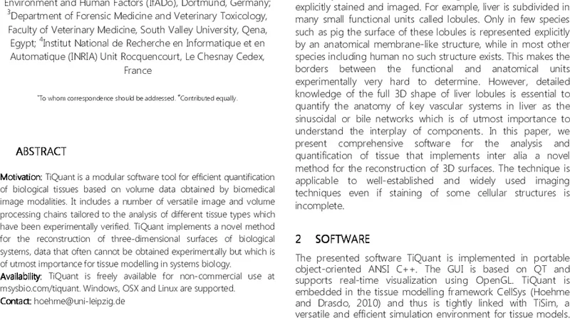 TiQuant: Software for tissue analysis, quantification and surface   reconstruction