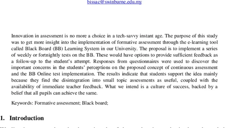 Formative Assessment and its E-learning Implementation