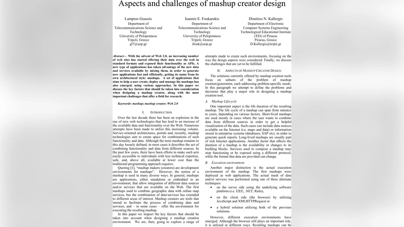 Aspects and challenges of mashup creator design