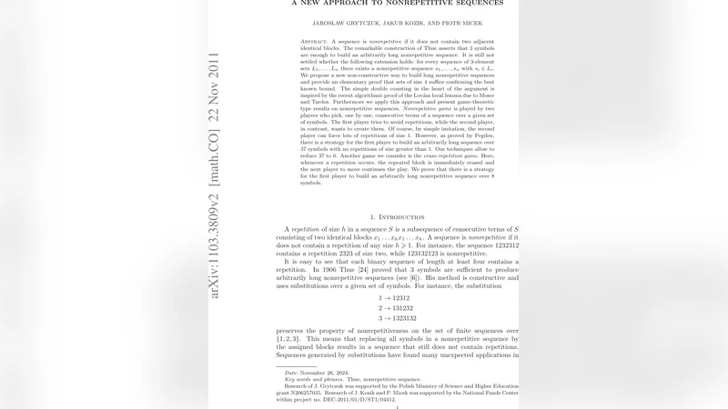 A new approach to nonrepetitive sequences