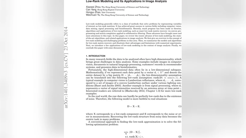 Low-Rank Modeling and Its Applications in Image Analysis