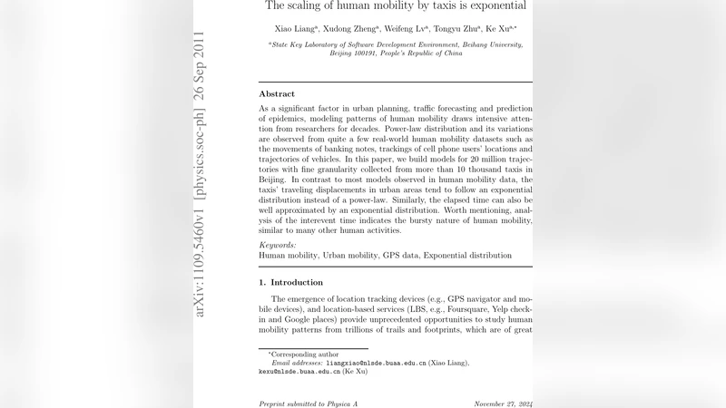 The scaling of human mobility by taxis is exponential