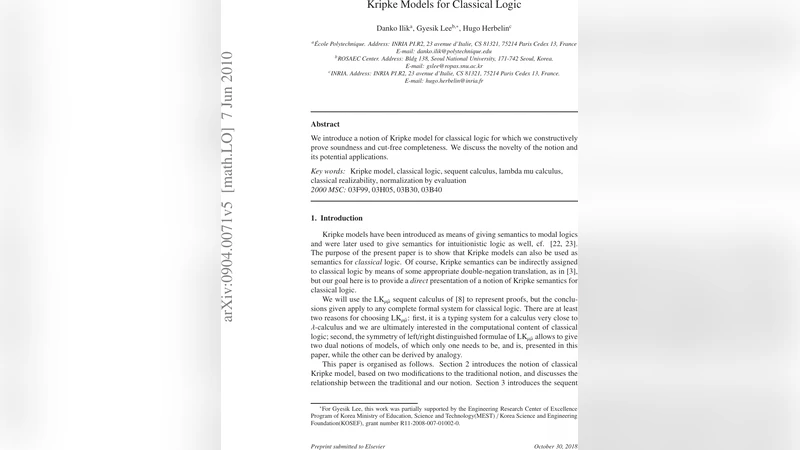 Kripke Models for Classical Logic