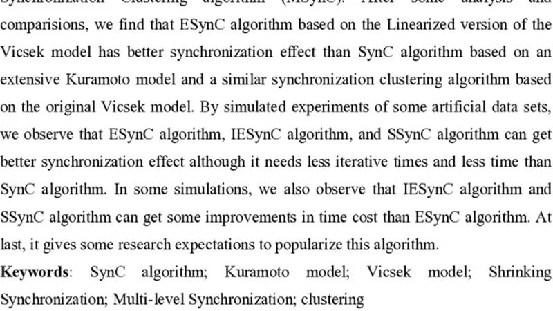 Synchronization Clustering based on a Linearized Version of Vicsek model